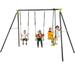 iRerts Outdoor Swing Sets for Kids 3 in 1 Metal Swing Set with 2 Single Swings and 1 Swing Glider Kids Playground Set for Backyard Garden Park Kids Backyard Swing Set for Boys Girls