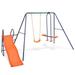 Dcenta Swing Set Steel Swing with Swing Seat Single Swing and Slide Outdoor Children Patio Playset for Outdoor Orange 117 x 76 x 70.9 Inches (W x D x H)