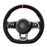 MEWANT Hand Stitch Car Steering Wheel Cover for Volkswagen VW Golf GTI 7 2015-2021 / Golf R 2015-2019 / Jetta GLI 2015-2018