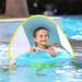 Baby Swimming Float Inflatable Baby Pool Float Ring Newest with Sun Protection Canopy add Tail No Flip Over for Age of 3-36 Months