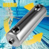 Wuzstar Swimming Pool Heat Exchanger Stainless Steel Tube Shell Heat Exchanger 1 + 1 1/2 FPT (200KBTU)