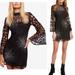 Free People Dresses | Free People North Star Crochet Lace Sequin Bell Sleeve Mini Dress Size 6 | Color: Black/Silver | Size: 6