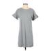 Old Navy Casual Dress - Shift Crew Neck Short sleeves: Gray Solid Dresses - Women's Size X-Small