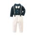 LBECLEY Clothes for Toddler Boys Toddler Kids Boy Clothes Baby Boy Clothes Baby Shirt Tops Suspender Pants Set Gentleman Outfit Sweatsuit Boys Size 6 Blue 100