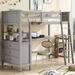 Gray Twin Size Wooden Loft Bed with 3 Drawers, Desk and Shelves, 80.6''L*43.5''W*69.4''H, 185LBS