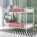 White Twin Over Twin Metal Bunk Bed, 78.1''L*41.4''W*65.3''H, 71LBS