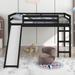 Espresso Multifunctional Design Full Loft Bed with Slide, 77.4''L*57.2''W*49.2''H, 85LBS