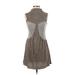 Theme Casual Dress - Mini High Neck Sleeveless: Tan Dresses - Women's Size Small