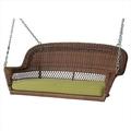 Jeco W00205S-C-FS029 Honey Wicker Porch Swing With Green Cushion