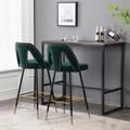 Topcobe Modern Bar Chairs Set of 2 Velvet Upholstered Dining Chairs with Nailhead Trim & Footrest Green