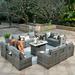 Ovios 13 Pieces Outdoor Patio Furniture with Fire Pit Table All Weather Wicker Sectional Set for Porch