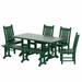 WestinTrends Malibu 6 Piece Outdoor Dining Set with Bench All Weather Poly Lumber Patio Table and Chairs Set 71 Trestle Dining Table with Umbrella Hole 5 Patio Chairs with Bench Dark Green