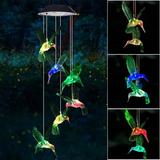 Solar Hummingbird Wind Chime Outdoor Indoor Color Changing Led Solar Power Wind Chime Light Colorful Decorative Mobile Hanging Wind Chime Personalized for Home Patio Garden Yad Porch Window
