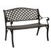 Garden Bench Outdoor Benches Iron Steel Frame Patio Bench with Mesh Pattern and Plastic Backrest Armrests for Lawn Yard Porch Work Entryway
