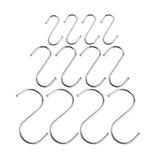 PIXNOR 12pcs Scarf Apparel Punch Cup Bowl Kitchen S Shaped Hanging Hooks for Bathroom Bedroom Office (Silver)