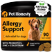 Pet Honesty Dog Allergy Support Supplement w Probiotics Zinc and Colostrum Peanut Butter Flavor 90 Count Soft Chews