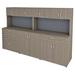 9' Custom Counter Height Workstation with Locking Storage Hutch and Tackboard