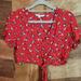 American Eagle Outfitters Tops | American Eagle Outfitters Cropped Floral Top | Color: Red | Size: M