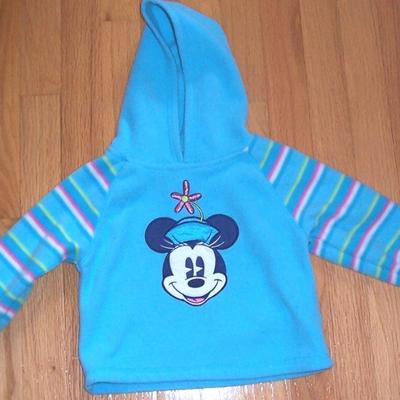 Disney Shirts & Tops | Disney Minnie Mouse Girl Fleece Hoodie Size 24 Months Blue White. Pink Stripes | Color: Blue/White | Size: 24mb