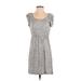 Ann Taylor LOFT Casual Dress Scoop Neck Short sleeves: Gray Dresses - Women's Size X-Small