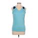 Russell Athletic Active Tank Top: Blue Color Block Activewear - Women's Size Large