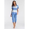 Schlafanzug TRIUMPH "Sets PK Capri X 01" Gr. 38, blau (blau, weiß) Damen Homewear-Sets Pyjamas
