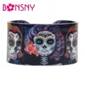 Bonsny-Bracelets en plastique pour femmes Modules floraux d'Halloween élégants Seton Skull