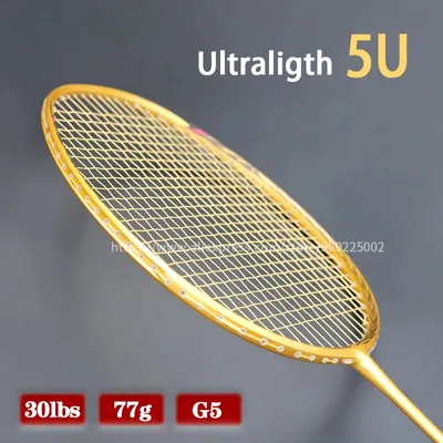 Sac de raquette de badminton professionnel en carbone 5U avec ficelle raquettes de type hors