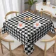 Nappe à carreaux noir et blanc imprimé pied-de-poule couverture de Table en Polyester Kawaii