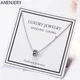 ANENJERY – collier en Zircon pour femmes pendentif rond couleur argent noir clair à la mode