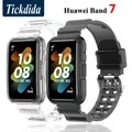 2-in-1 Silicone Strap+Case for Huawei Band 7 Transparent Sports Strap Huawei Band 6 Accessories