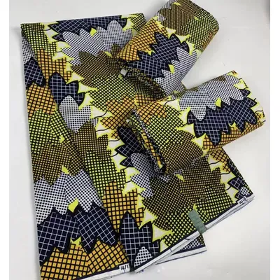 Tissu africain en cire jaune Ankara doux véritable Pagne Batik en coton Design nigérian Original