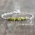 Idocrase – Bracelet en Vesuvianite brute bijoux en cristal de guérison Bracelet vert délicat