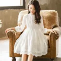 Robe en dentelle à manches longues pour enfants robe de soirée de mariage blanche pour