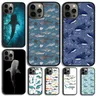 Coque de téléphone avec baleine océanique et requin nageant coque pour iPhone 15 14 SE 2020