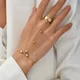 Bracelet pendentif coeur en métal doré pour femme bijoux à la mode lien de document bague large