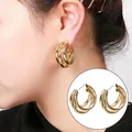 Boucles d'oreilles créoles en argent plaqué or pour femme et fille bijoux Vintage épais créoles