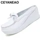 CEYANEAONew-Chaussures d'Infirmières à Plateforme en Cuir pour Femme Pantoufles Plates