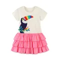 Little maven-Robe courte avec appliques de perroquet animal pour bébé fille robes élégantes pour