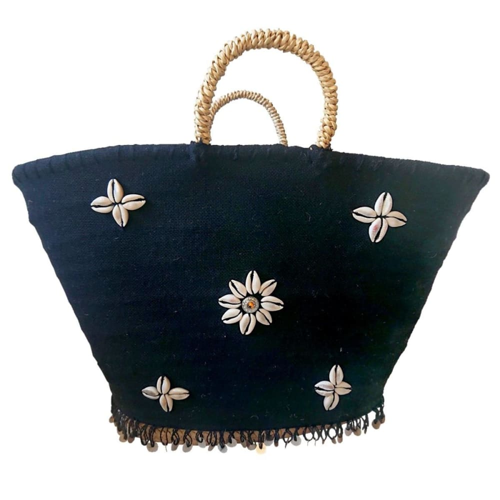 Sac de plage en palmier et toile, noir