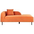 Chaiselongue Orange Samtstoff Linksseitig mit Kissen Modernes Design Retro Stil Relaxliege für Wohnzimmer Schlafzimmer Indoor