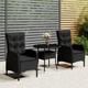 vidaXL 3-tlg. Garten-Bistro-Set Poly Rattan Schwarz