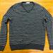 J. Crew Sweaters | J. Crew Striped V-Neck Sweater Gray/White Cotton Cashmere Size Medium | Color: Gray | Size: M