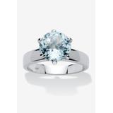 Women's 3.80 Tcw Round Genuine Blue Topaz Solitaire Ring .925 Sterling Silver by PalmBeach Jewelry in Blue (Size 5)