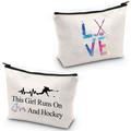 Hockey Gifts for Girl Hockey Makeup Bag This Girl Runs On Jesus And Hockey Cosmetic Bag Ice Hockey Player Gift Ice Hockey Girls Hockey Gifts Hockey Team Bag Gift