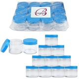 2oz/60g/60ml High Quality Acrylic Leak Proof Clear Container Jars with Blue Lids 12pcs