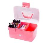 Jygee Art Craft 2 Layer Storage Case Box Makeup Plastic Portable Collection New Pink L: 31*20*20cm