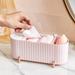 Cotton Swab Holder with Lid Cotton Ball Pads Holder Dispenser Barthroom Canister Storage Jar for Cotton Pads Bud Vanity Cosmetics Countertop Organizer with 4 Compartments