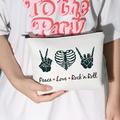 LEVLO Funny Rock and Roll Cosmetic Bag Guitar Retro 80s Hippie Hippi Gift Peace Love Rock N Roll Makeup Zipper Pouch Bag For Friend Family