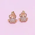 Boucles d'oreilles grenouille en cristal naturel incrusté d'or violet pour femme clous d'oreilles